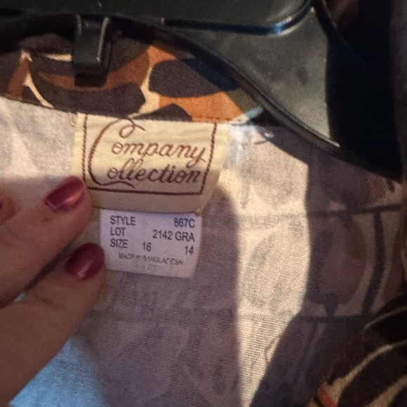 Vintage Company Collection brown, black & orange jacket/top w/pockets. Size 16 - Picture 3 of 5